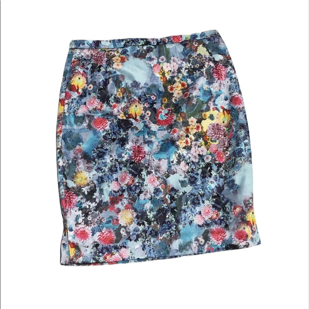H&M Pencil Skirt 6 Pastel Floral Lined
